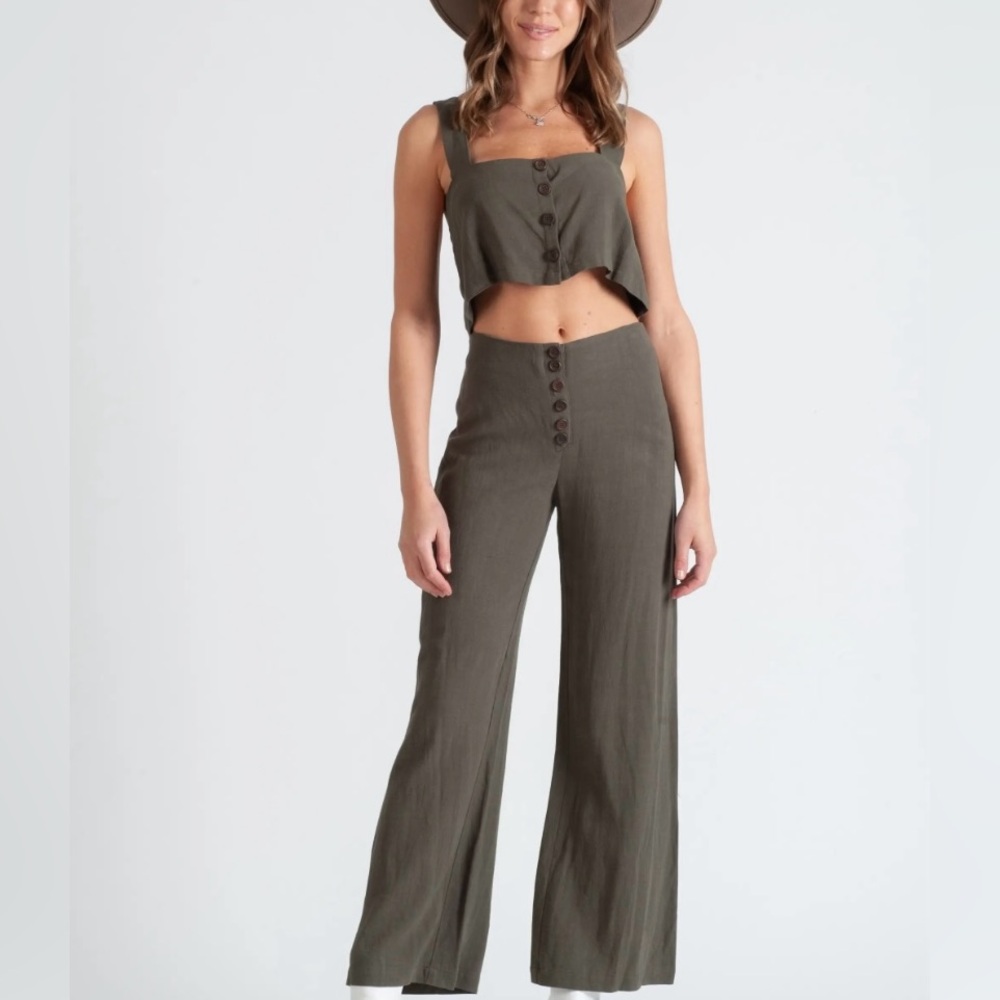Forest green tank and pant set (both included)